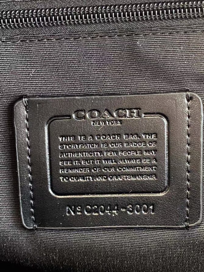 COACH Men's Backpack 2736 – Charcoal Black Striped Style (A4 Compatible)