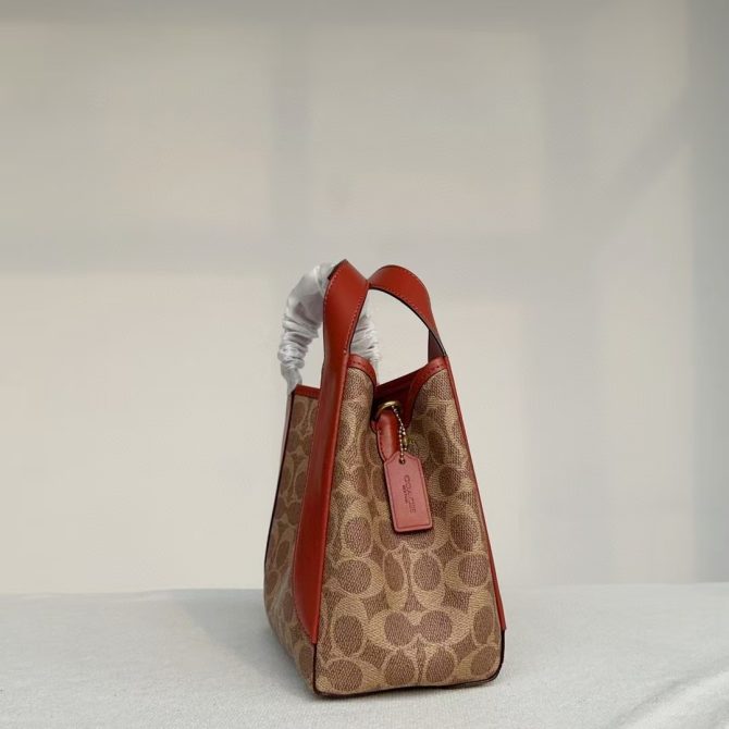 COACH Hadley Hobo Bag - Signature Canvas with Red Leather Trim