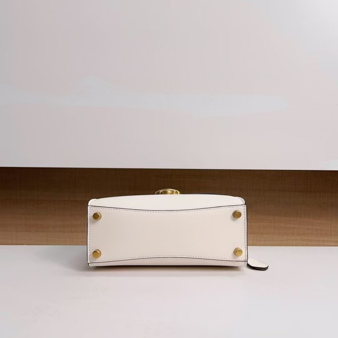 COACH Sammy Top Handle Bag 21 in White Leather with Gold-Tone Hardware