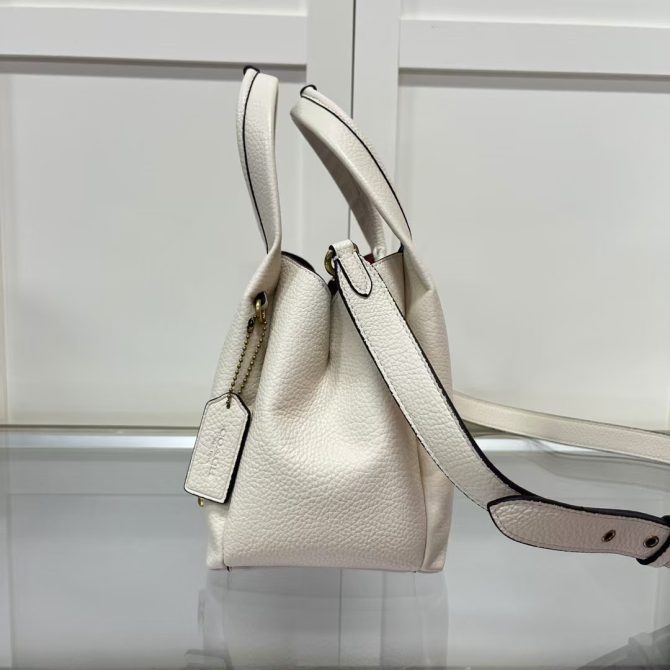 COACH LANA 23 Polished Pebble Leather 2-Way Shoulder Bag in White - CM545