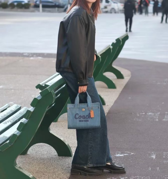 COACH CARGO Tote Bag - Denim Blue with "Coach New York" Embroidery