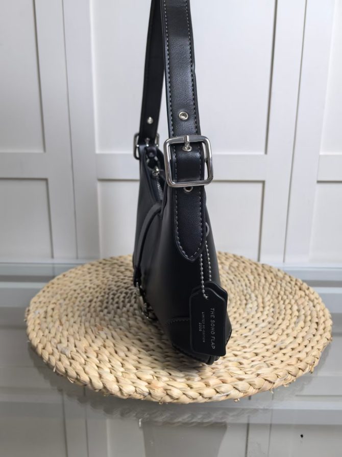 COACH Hamptons Hobo Bag - Black Leather with Signature Detail