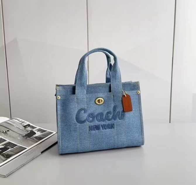 COACH CARGO Tote Bag - Denim Blue with "Coach New York" Embroidery