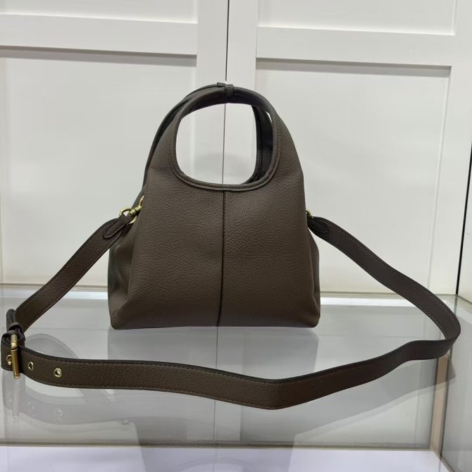 COACH LANA Shoulder Bag - Taupe Pebble Leather Handbag with Removable Strap