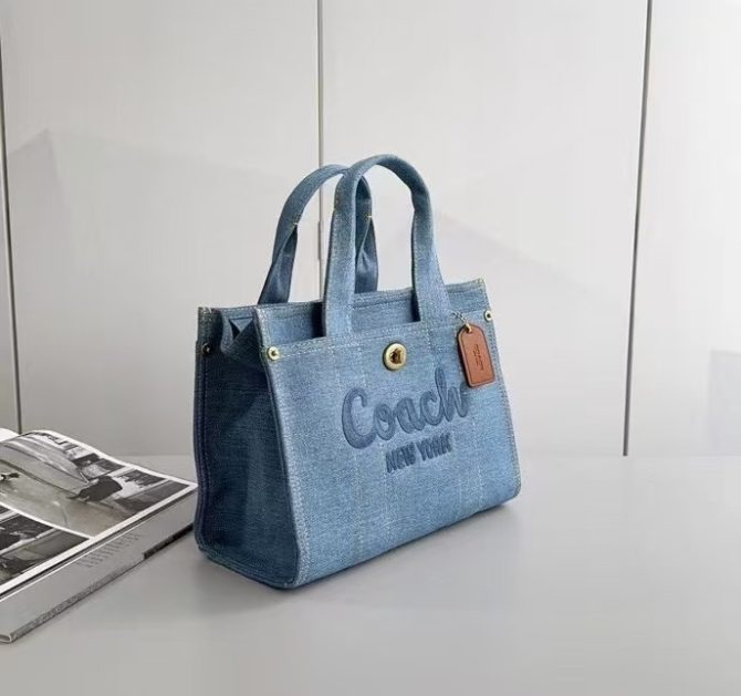 COACH CARGO Tote Bag - Denim Blue with "Coach New York" Embroidery