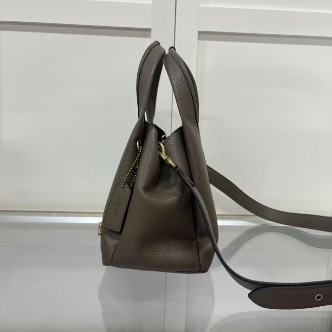 COACH LANA Shoulder Bag - Taupe Pebble Leather Handbag with Removable Strap