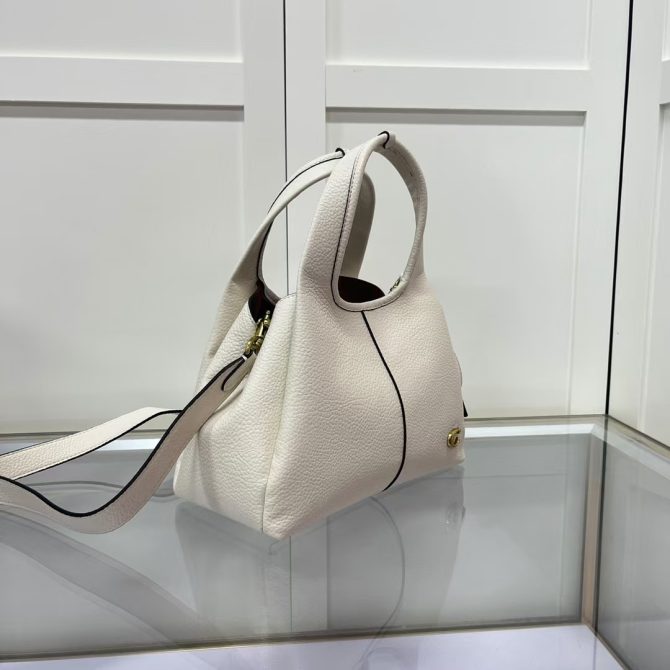 COACH LANA 23 Polished Pebble Leather 2-Way Shoulder Bag in White - CM545