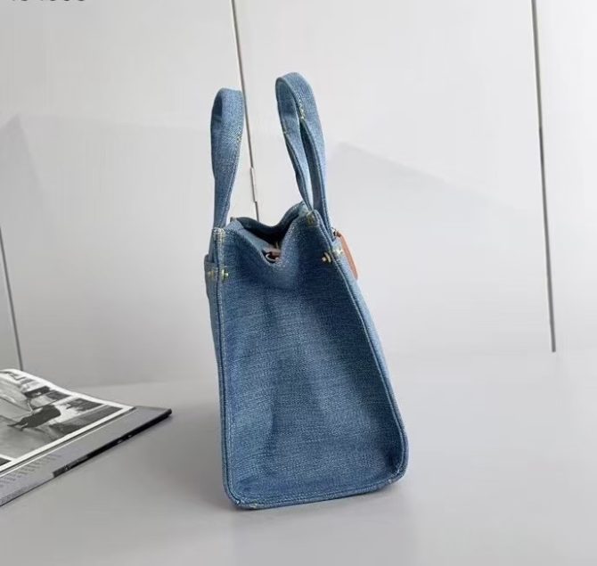 COACH CARGO Tote Bag - Denim Blue with "Coach New York" Embroidery